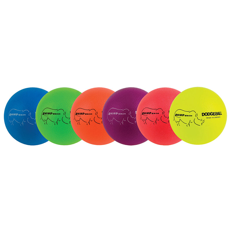 6" Rhino Skin® Low Bounce Dodgeball Set, Neon Rainbow