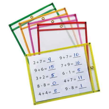 Reusable, Hangable Dry Erase Pockets, 10Pk Assorted Neon