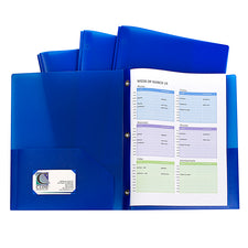 Two-Pocket Heavyweight Poly Portfolio Folder with Prongs, 10 Pack Blue