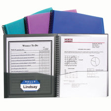 8-Pocket Spiral-Bound Poly Portfolio, Assorted Colors