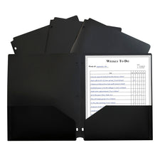 Two-Pocket Heavyweight Poly Portfolio Folder, Three-Hole Punch, Black