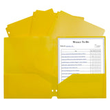 Two-Pocket Heavyweight Poly Portfolio Folder, Three-Hole Punch, Yellow