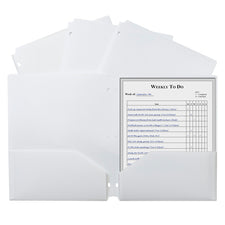 Two-Pocket Heavyweight Poly Portfolio Folder, Three-Hole Punch, White