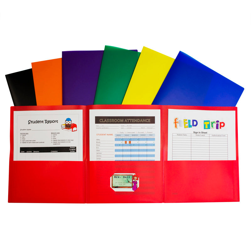 Tri-Fold Poly Portfolios, Box of 24, Assorted