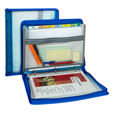 Zippered Binder with Expanding File, Blue