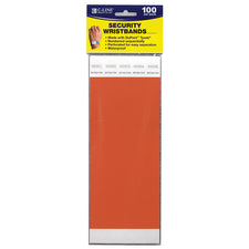 DuPont Tyvek Orange Security Wristbands, Box of 100