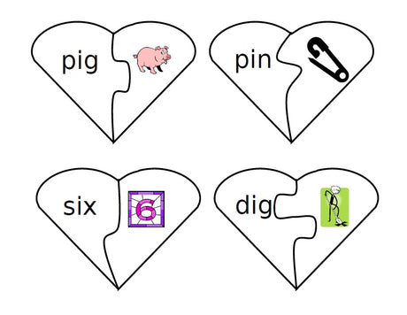 CVC Word Heart Puzzles