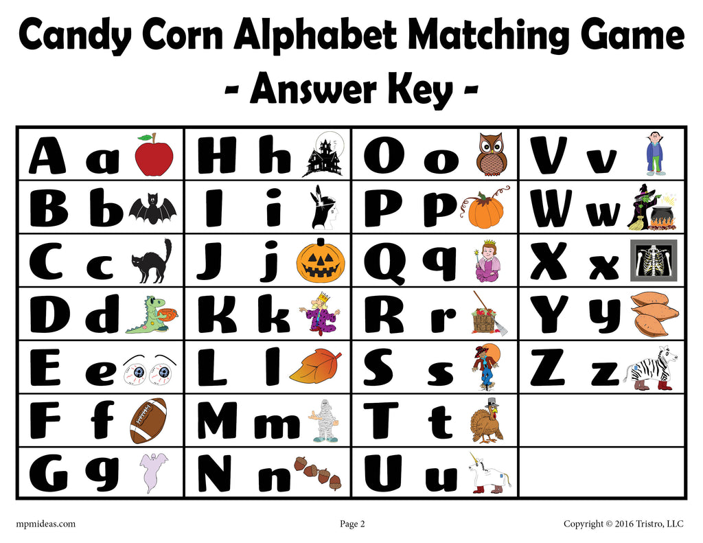 Corn Alphabet FREE Candy Corn Alphabet Matching Game - Printable โ SupplyMe
