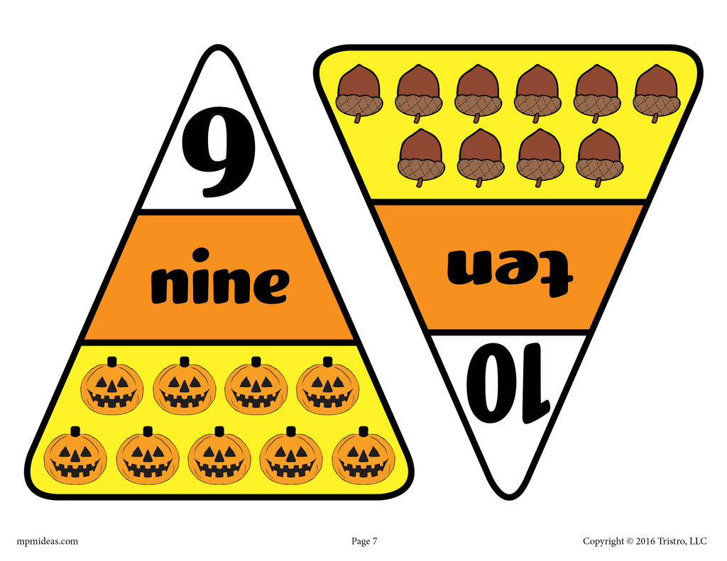 Printable Candy Corn Number Matching Game 1-10