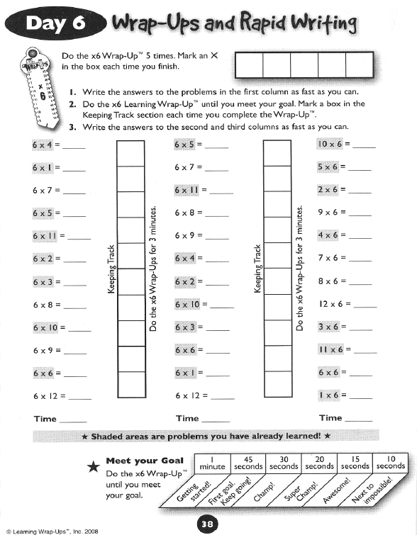 Learning Wrap-Ups 10 Days To Multiplication Mastery Student Workbook (discontinued)