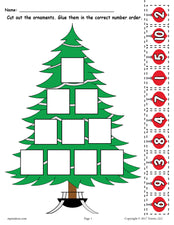 FREE Printable Christmas Tree Ordering Numbers Worksheet Numbers 1-10!