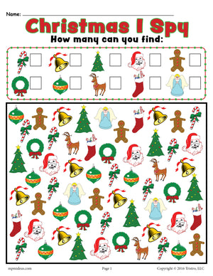 Christmas I Spy - Printable Christmas Counting Worksheet!