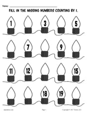3 FREE Printable Christmas Counting Worksheets - Counting 1-20 & Skip Counting By 2 and 5!