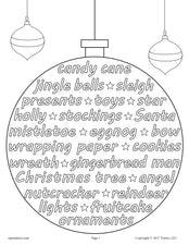 FREE Printable Christmas Vocabulary Words Coloring Page!