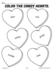 FREE Printable Candy Hearts Valentine's Day Coloring Page!