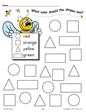 6 FREE Bee Themed Shapes Coloring Pages!