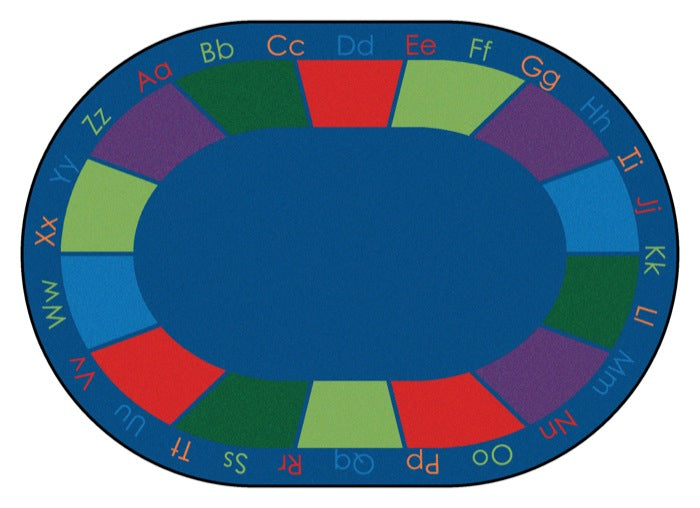 Colorful Places Alphabet Classroom Circle Time Rug, 8'3" x 11'8" Oval