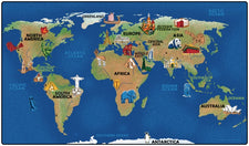 Continental Wonders Geography Classroom Rug, 7' x 12' Rectangle