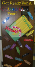 Nothing Says "Welcome" Like Crayola! Colorful Classroom Door Decoration