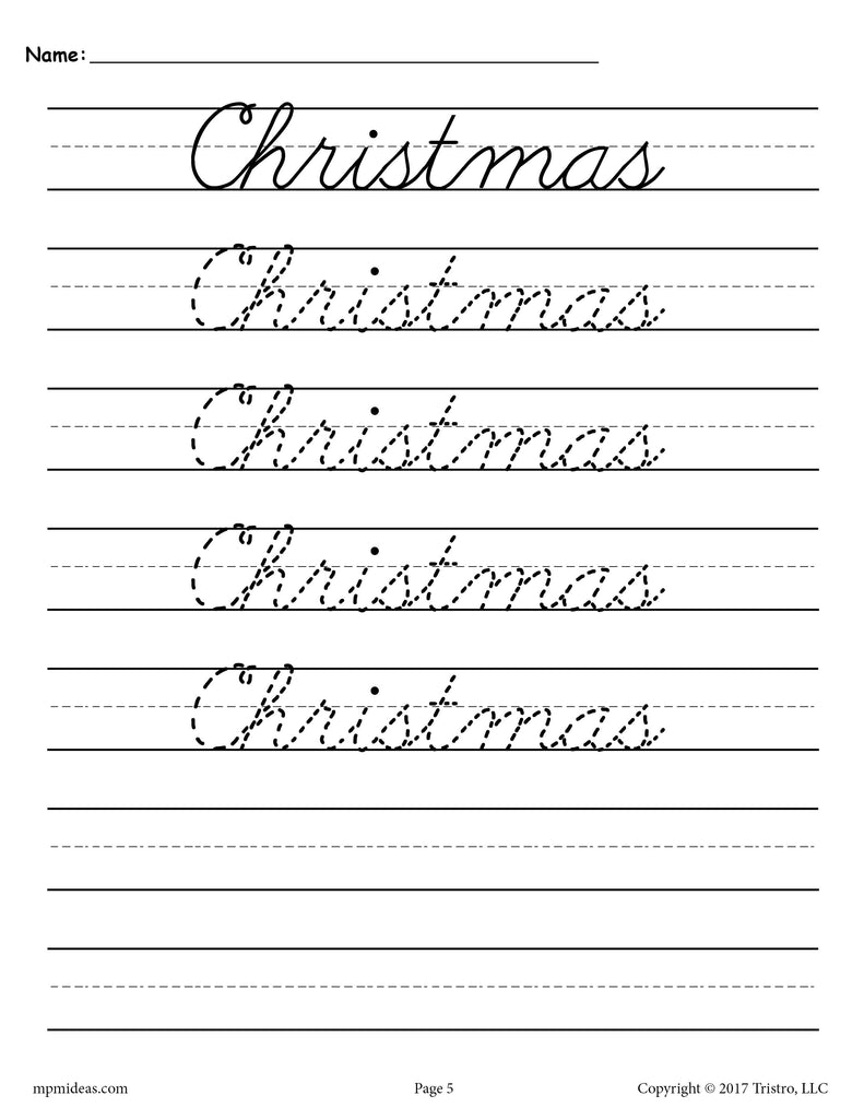10 Seasons and Holidays Cursive Handwriting Worksheets!