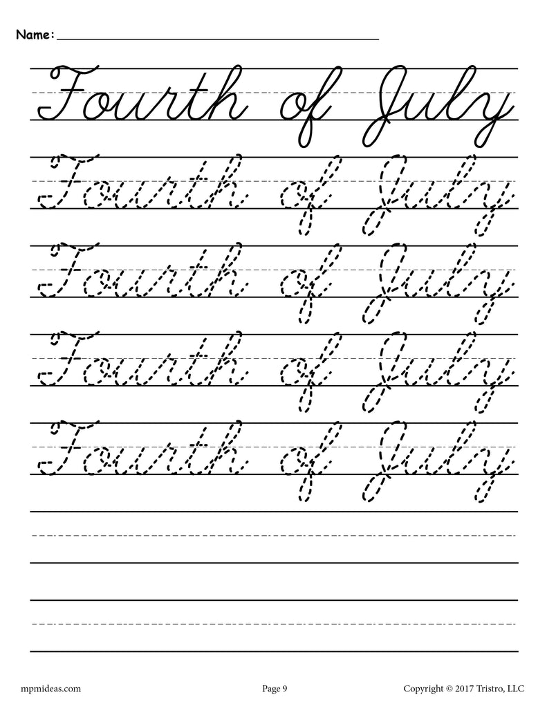 10 Cursive Handwriting Worksheets - Seasons and Holidays! – SupplyMe