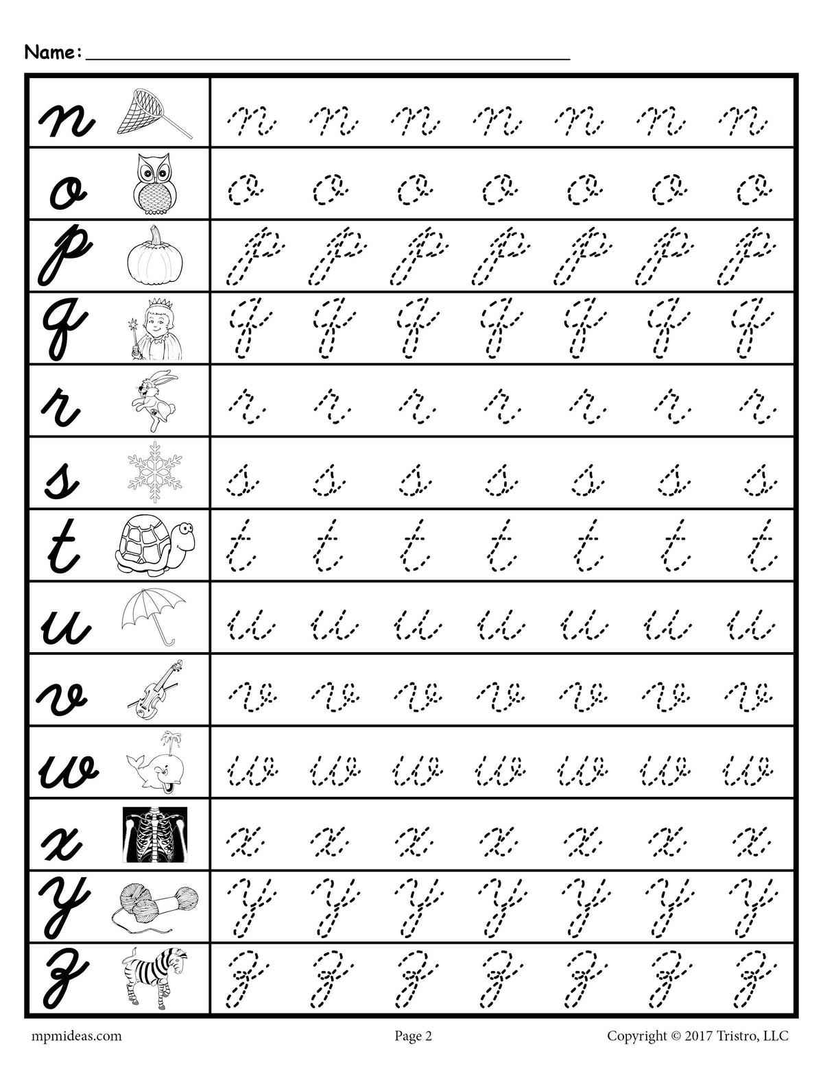 Handwriting Worksheets Lowercase Letters Free A Z Lowercase Cursive