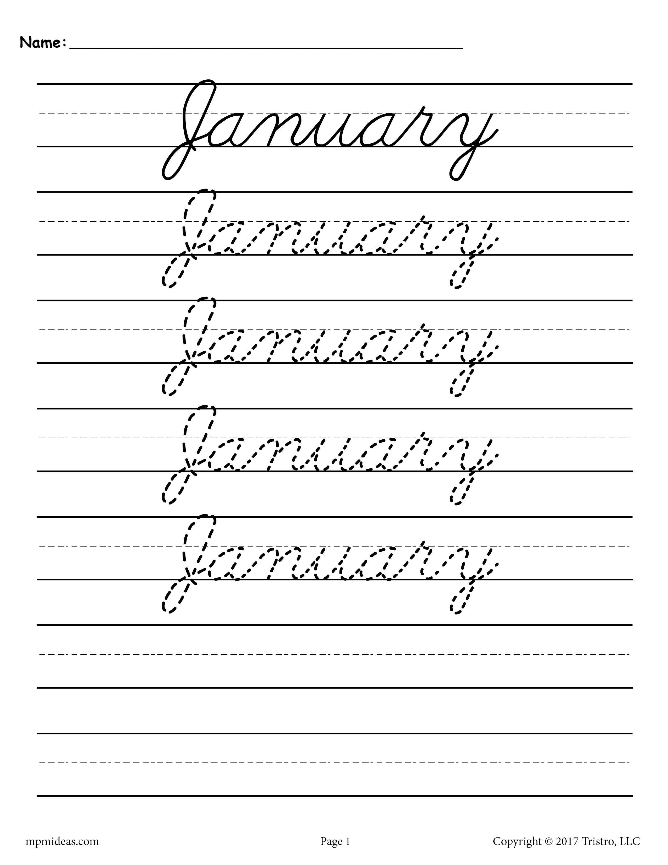 Printable Cursive Writing