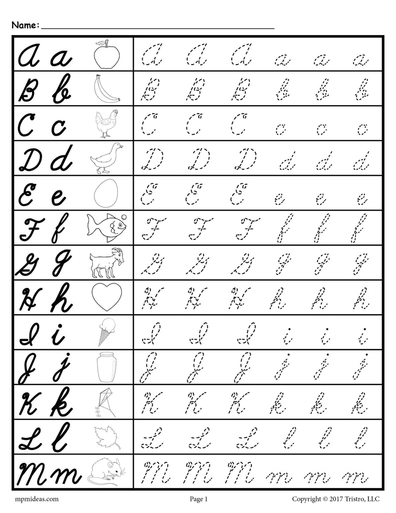 FREE Cursive Uppercase and Lowercase Letter Tracing Worksheets!
