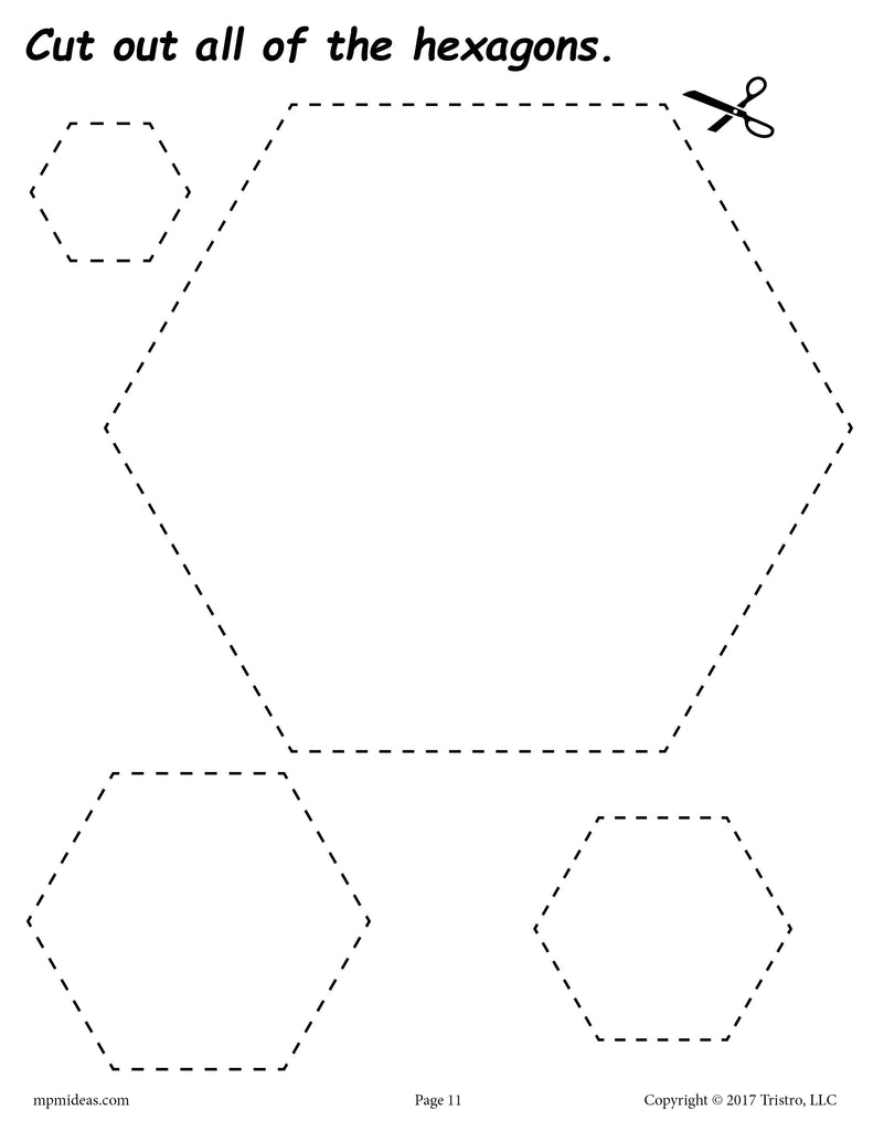 FREE Hexagons Cutting Worksheet