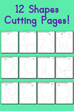 12 Printable Shapes Cutting Worksheets!