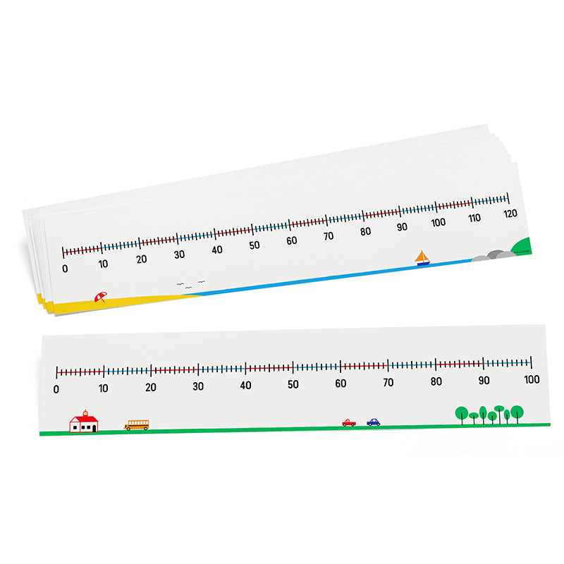 Write-On/Wipe-Off Double-Sided Number Lines (0-100 & 0-120), Set of 10