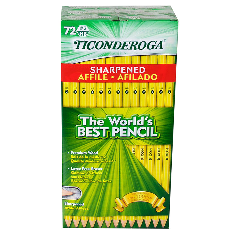 Ticonderoga Sharpened #2 Pencils, Box of 72 