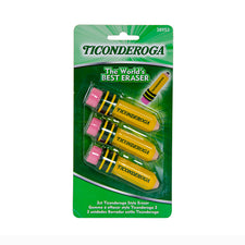 Ticonderoga Pencil Shaped Erasers, 3Pk