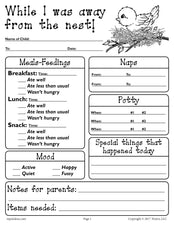 FREE Notes Home From Daycare Form!