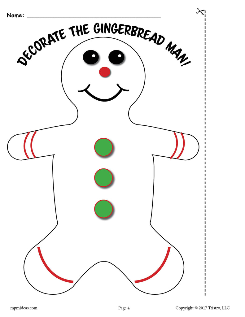 3 Printable Gingerbread Man Activities!