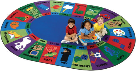 Dewey Decimal Fun Library Circle Time Rug, 6'9" x 9'5" Oval