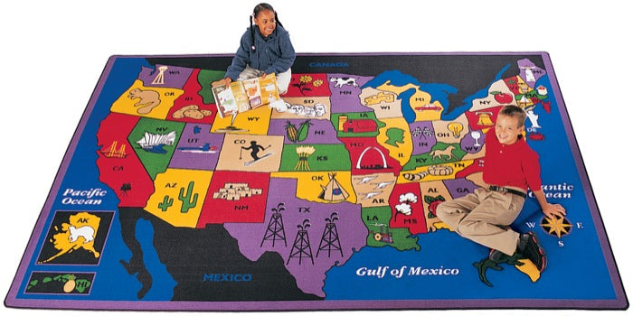 Discover America United States Classroom Rug, 8'4" x 11'8" Rectangle