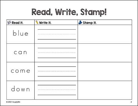 Pre-Primer Dolch Sight Words Worksheets - Read, Write, And Stamp, 3 Variations,  Pre-K, 30 Total Pages
