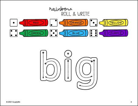 Sight Word Worksheets - Rainbow Roll And Write, Includes All 220 Dolch Sight Words, 3 Variations, Grades PreK-3