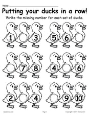 "Fill in the Missing Numbers" Spring Number Worksheets (1-20)