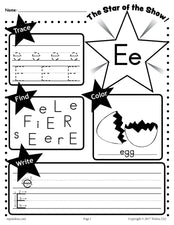 FREE Letter E Worksheet: Tracing, Coloring, Writing & More!