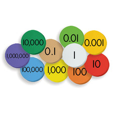 Sensational Math™ 10-Value Decimals to Whole Numbers Place Value Discs Set 