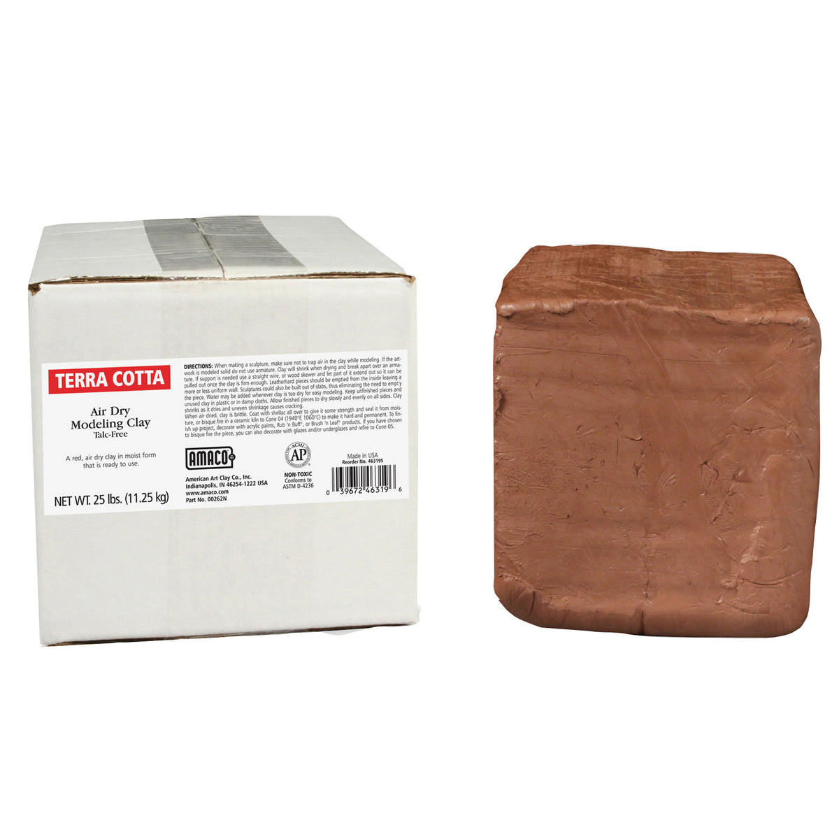 American Art Clay Amaco Air Dry Clay Terra Cotta 25Lb
