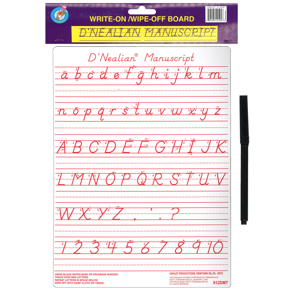 Ashley Productions D'Nealian Manuscript Write-on/Wipe-off Board (discontinued)