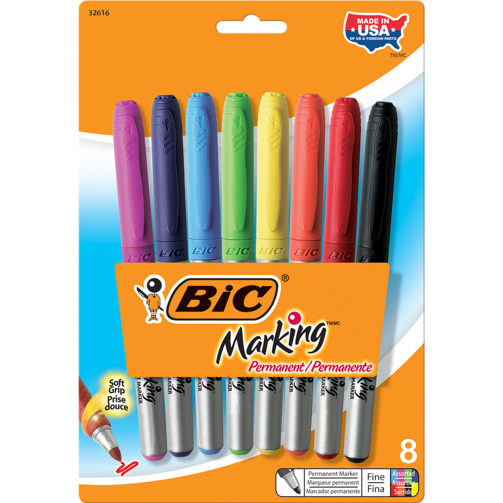 BIC Mark-It Permanent Color Markers, Ultra Fine Point, Assorted