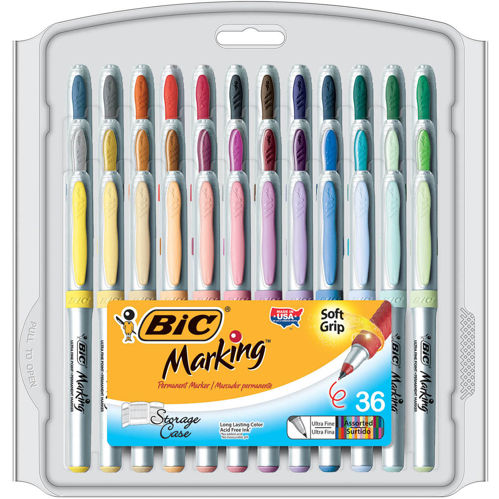 BIC Mark-It Permanent Markers 36Pk Ultra Fine Point Assorted Color