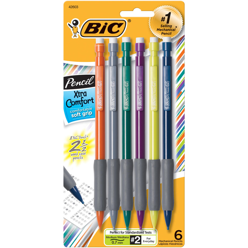 BIC Matic Grip 6Pk Assorted Mechanical Pencils 0.7mm