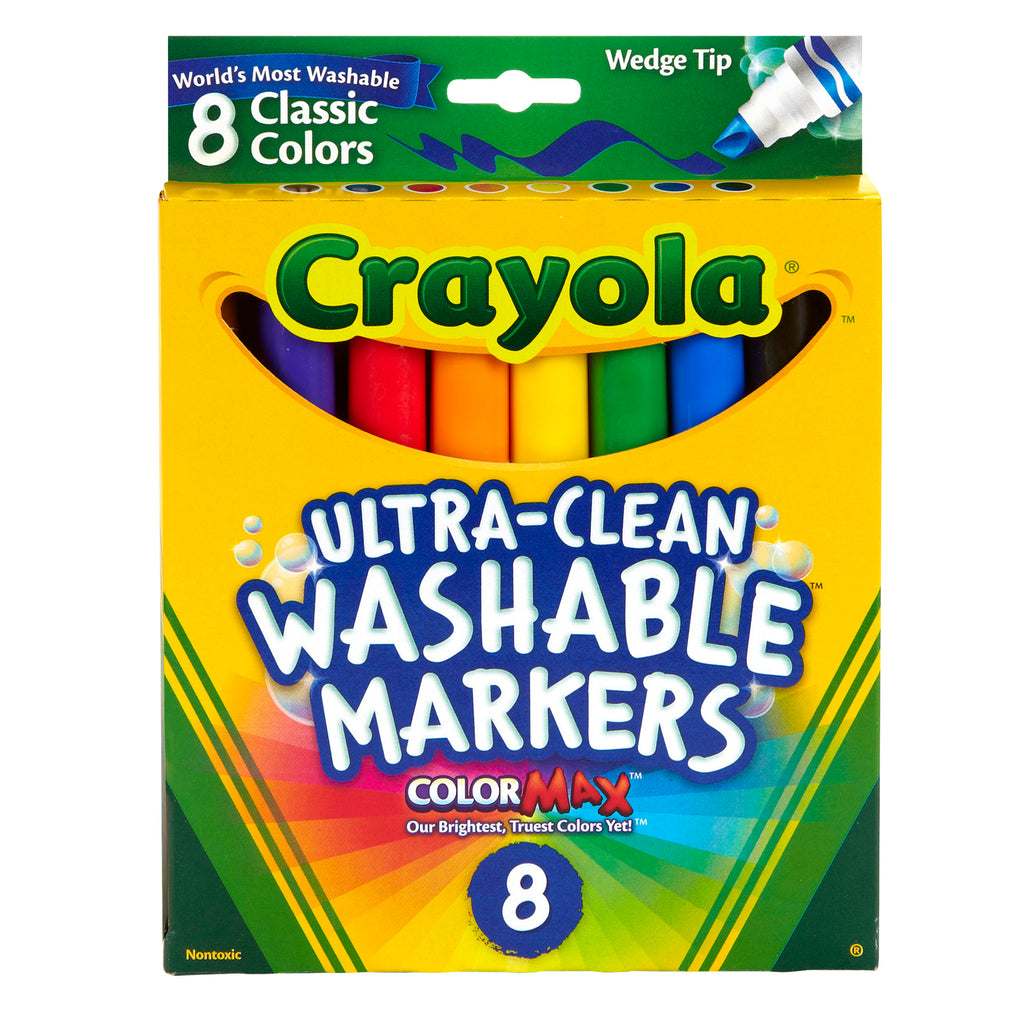 Crayola Color Max Washable Markers, Ultra-Clean, Classic Colors - 8 markers