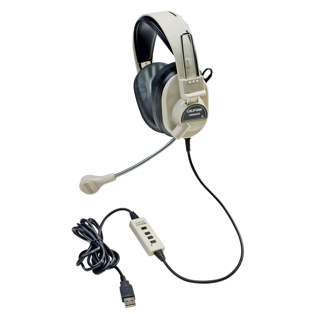 Califone Deluxe Multimedia Stereo Headset With Boom Microphone With USB Plug