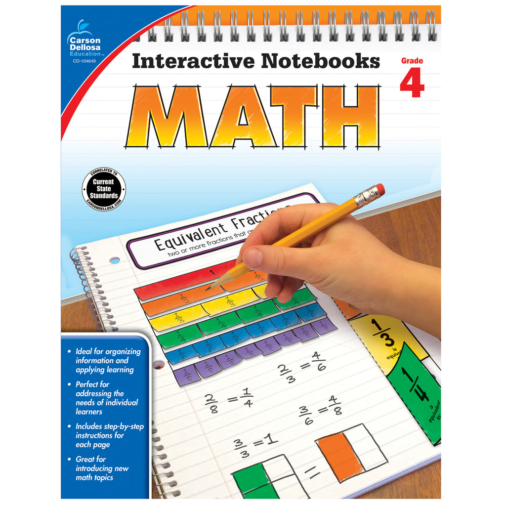 Carson Dellosa Interactive Notebooks Math Resource Book, Grade 4